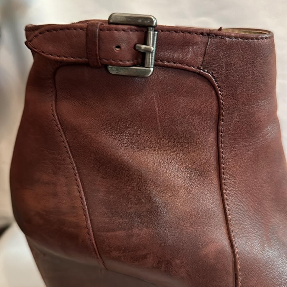 Anthropologie | Biala | distressed | burgundy brown | wedge | 39M/8 | booties - Picture 8 of 16